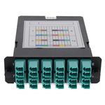 Picture of 4-Bay Cassette 24-Fiber MPO In, 12 LC Duplex Out, Multi-mode Duplex OM4 - MPO type A