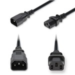 Picture of 7ft C14 Male to C13 Female Standard Commercial Temp 14 AWG 250V at 15A PVC SJT (Service Junior Thermoplastic) Black Power Cable