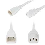 Picture of 10ft C14 Male to C13 Female Standard Commercial 18 AWG 250V at 10A PVC SJT (Service Junior Thermoplastic) White Power Cable