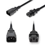 Picture of 8ft C14 Male to C13 Female Standard Commercial 18 AWG 250V at 10A PVC SJT (Service Junior Thermoplastic) Black Power Cable