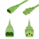 Picture of 8ft C14 Male to C13 Female Standard Commercial 18 AWG 250V at 10A PVC SJT (Service Junior Thermoplastic) Green Power Cable