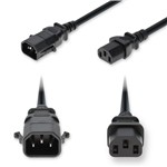 Picture of 4ft C14 Male to C13 Female P-Lock Compatible Standard Commercial Temp 14 AWG 250V at 15A PVC SJT (Service Junior Thermoplastic) Black Power Cable