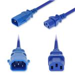 Picture of 10ft C14 Male to C13 Female P-Lock Compatible Standard Commercial 18 AWG 250V at 10A PVC SJT (Service Junior Thermoplastic) Blue Power Cable