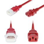 Picture of 10ft C14 Male to C13 Female P-Lock Compatible Standard Commercial 18 AWG 250V at 10A PVC SJT (Service Junior Thermoplastic) Red Power Cable