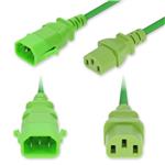 Picture of 3ft C14 Male to C13 Female P-Lock Compatible Standard Commercial 18 AWG 250V at 10A PVC SJT (Service Junior Thermoplastic) Green Power Cable