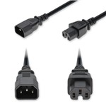 Picture of 3ft C14 Male to C15 Female Standard Commercial 18 AWG 100-250V at 10A PVC SJT (Service Junior Thermoplastic) Jacket Black Power Cable