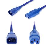 Picture of 10ft C14 Male to C15 Female High-Temperature 14 AWG 250V at 15A PVC SJT (Service Junior Thermoplastic) Blue Power Cable