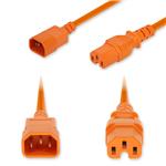 Picture of 10ft C14 Male to C15 Female High-Temperature 14 AWG 250V at 15A PVC SJT (Service Junior Thermoplastic) Orange Power Cable