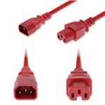 Picture of 10ft C14 Male to C15 Female High-Temperature 14 AWG 250V at 15A PVC SJT (Service Junior Thermoplastic) Red Power Cable