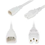 Picture of 10ft C14 Male to C15 Female High-Temperature 14 AWG 250V at 15A PVC SJT (Service Junior Thermoplastic) White Power Cable