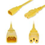 Picture of 10ft C14 Male to C15 Female High-Temperature 14 AWG 250V at 15A PVC SJT (Service Junior Thermoplastic) Yellow Power Cable
