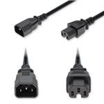 Picture of 8ft C14 Male to C15 Female High-Temperature 14 AWG 250V at 15A PVC SJT (Service Junior Thermoplastic) Black Power Cable