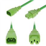 Picture of 8ft C14 Male to C15 Female High-Temperature 14 AWG 250V at 15A PVC SJT (Service Junior Thermoplastic) Green Power Cable