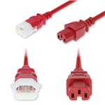 Picture of 8ft C14 Male to C15 Female P-Lock Compatible High-Temperature 14 AWG 250V at 15A PVC SJT (Service Junior Thermoplastic) Red Power Cable