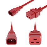 Picture of 2ft C14 Male to C19 Female Standard Commercial 14 AWG 250V at 15A PVC SJT (Service Junior Thermoplastic) Red Power Cable