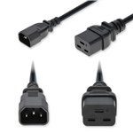Picture of 6ft C14 Male to C19 Female Standard Commercial Temp 14 AWG 250V at 15A PVC SJT (Service Junior Thermoplastic) Black Power Cable