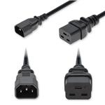 Picture of 10ft C14 Male to C19 Female Industrial Grade 14 AWG 250V at 15A PVC SJT (Service Junior Thermoplastic) Black Power Cable