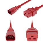 Picture of 10ft C14 Male to C19 Female Industrial Grade 14 AWG 250V at 15A PVC SJT (Service Junior Thermoplastic) Red Power Cable