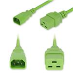 Picture of 2ft C14 Male to C19 Female Industrial Grade 14 AWG 250V at 15A PVC SJT (Service Junior Thermoplastic) Green Power Cable