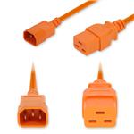 Picture of 6ft C14 Male to C19 Female Industrial Grade 14 AWG 250V at 15A PVC SJT (Service Junior Thermoplastic) Orange Power Cable