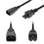 Picture of 10ft C14 Male to C5 Female Standard Commercial 18 AWG 250V at 10A PVC SJT (Service Junior Thermoplastic) Black Power Cable