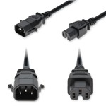 Picture of 2ft C14 Male P-lock Compatible to C15 Female Standard Commercial Temp 14 AWG 100V-250V at 15A PVC SJT Black Power Cable