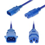Picture of 6ft C14 Male P-Lock Compatible to C15 Female Standard Commercial Temp 14 AWG Blue Power Cable