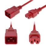 Picture of 6ft C20 Male to C15 Female Standard Commercial 14 AWG Red Power Cable