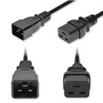 Picture of 1.5m C20 Male to C19 Female Standard Commercial 12 AWG 250V at 20A PVC SJT (Service Junior Thermoplastic) Black Power Cable