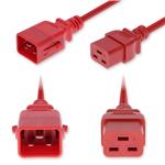 Picture of 5ft C20 Male to C19 Female P-Lock Compatible Industrial Grade 12 AWG 250V at 20A PVC SJT (Service Junior Thermoplastic) Red Power Cable