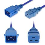 Picture of 8ft C20 Male to C19 Female P-Lock Compatible Industrial Grade 12 AWG 250V at 20A PVC SJT (Service Junior Thermoplastic) Blue Power Cable