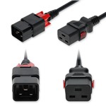 Picture of 10ft C20 Male to C19 Female Z-Lock Compatible Industrial Grade 14 AWG 250V at 15A PVC SJT (Service Junior Thermoplastic) Black Power Cable