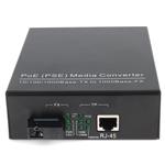Picture of 10/100/1000Base-TX(RJ-45) to 1000Base-BXU(SC) BiDi SMF 1310nm/1550nm 20km POE Media Converter