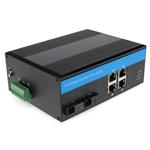 Picture of 4 10/100Base-TX(RJ-45) to 2 100Base-BXU(SC) SMF 1310nmTX/1550nmRX 20km Industrial Media Converter Switch