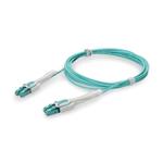 Picture of 5m LC to LC Aqua OM4 Duplex Uniboot OFNR (Riser-Rated) Fiber Patch Cable with Push/Pull Tabs