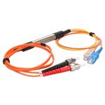 Picture of 1m ST (Male) Orange OM2 to SC (Male) Yellow OS2 Duplex OFNR Mode Conditioning Cable