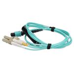 Picture of 1m MPO/UPC to 2xLC Duplex (4xLC)/UPC Aqua OM4 OFNR (Riser-Rated) 4-Strand Fiber Fanout Cable