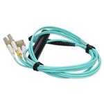 Picture of 1m MPO/UPC to 2xLC Duplex (4xLC)/UPC Aqua OM4 OFNR (Riser-Rated) 4-Strand Fiber Fanout Cable