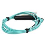 Picture of 1m MPO/UPC to 2xLC Duplex (4xLC)/UPC Aqua OM4 OFNR (Riser-Rated) 4-Strand Fiber Fanout Cable