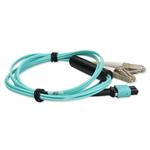 Picture of 1m MPO/UPC to 2xLC Duplex (4xLC)/UPC Aqua OM4 OFNR (Riser-Rated) 4-Strand Fiber Fanout Cable