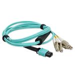 Picture of 1m MPO/UPC to 2xLC Duplex (4xLC)/UPC Aqua OM4 OFNR (Riser-Rated) 4-Strand Fiber Fanout Cable