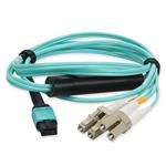Picture of 1m MPO/UPC to 2xLC Duplex (4xLC)/UPC Aqua OM4 OFNR (Riser-Rated) 4-Strand Fiber Fanout Cable