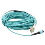 Picture of 25m MPO/UPC to 2xLC Duplex (4xLC)/UPC Aqua OM4 OFNR (Riser-Rated) 4-Strand Fiber Fanout Cable