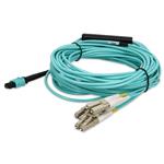 Picture of 8m MPO/UPC to 3xLC/UPC Aqua OM4 OFNR (Riser-Rated) 6-Strand Fiber Fanout Cable