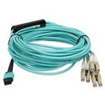 Picture of 8m MPO/UPC to 3xLC/UPC Aqua OM4 OFNR (Riser-Rated) 6-Strand Fiber Fanout Cable