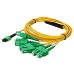Picture of 2m MPO/APC to 4xASC Duplex (8xASC)/APC Yellow OS2 OFNR (Riser-Rated) 8-Strand SMF Fiber Fanout Cable