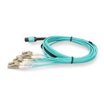 Picture of 10m MPO/UPC to 4xLC/UPC Duplex Aqua OM4 OFNR (Riser-Rated) 8-Strand Fiber Fanout Cable with 3m Breakout Legs