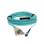 Picture of 12m MPO/UPC to 4xLC/UPC Duplex Aqua OM4 OFNR (Riser-Rated) 8-Strand Fiber Fanout Cable