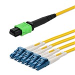 Picture of 90m MPO/APC to 4xLC/UPC Duplex Yellow OS2 OFNR (Riser-Rated) 8-Strand SMF Fiber Patch Cable