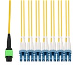Picture of 10m MPO/APC to 6xLC/UPC Duplex Yellow OS2 OFNP (Plenum-Rated) 12-Strand SMF Fiber Patch Cable